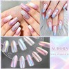 Aurora Chrome Nail Powder, 8pcs Iridescent Mirror Effect with Sponge