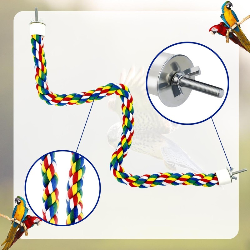 Bird Bungee Climbing Swing - Colorful Parakeet Rope Perch (23.6