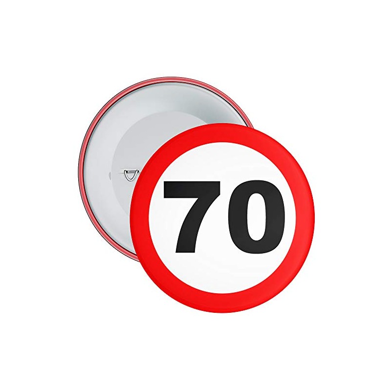 Speed Sign 70th Birthday Badge available in a choice of