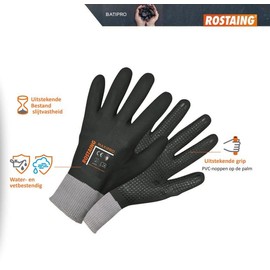 ROSTAING Maxipro Work Gloves, Protective Gloves, Work Gloves, Ideal for All Work in Wet and/or Greasy Environments
