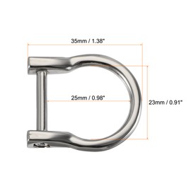 sourcing map 23mm(0.91") U Shape Horseshoe D-Rings Screw-in Shackle Buckle for DIY Craft, Silver Tone 6pcs