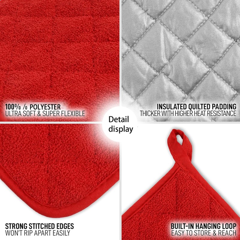 AMAZBEE Bulk Pot Holders 24 Pack, 7x7 Inch Quilted Hot
