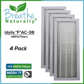 Breathe Naturally Idylis F AC-38 4pk Replacement Hepa Filters For Idylis Series Air Purifiers