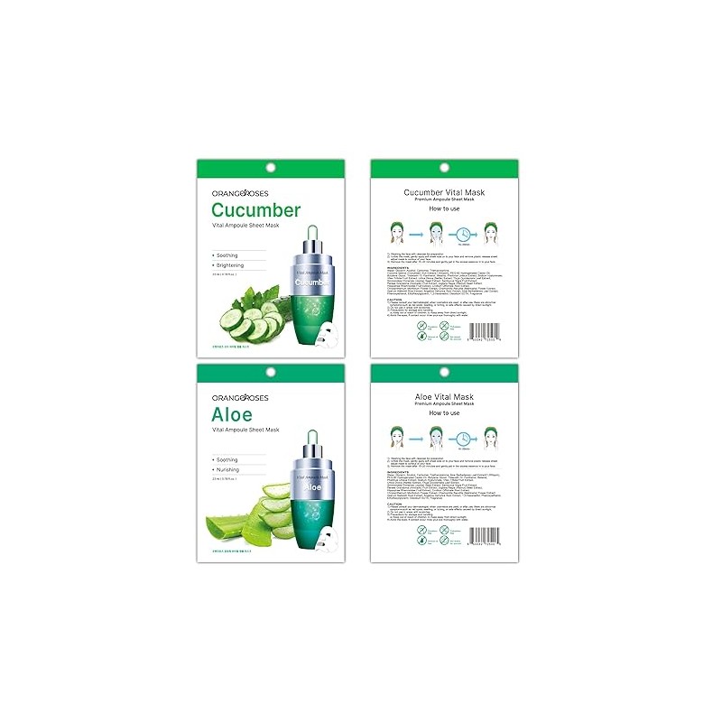 【Orangeroses】 100 Pcs Combo Pack, Premium Korean Essence Facial Mask