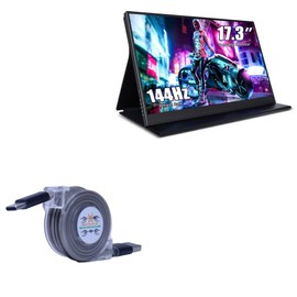 BoxWave Cable Compatible with ZSCMALLS Portable Monitor Gaming Monitor (17.3 in) - miniSync - USB-A to USB Type-C, Retractable Cable 5 Pre-Set Lengths Avoid Tangles