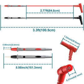 VWTNI 3.3FT/100.5cm Multimeter Leads, 4mm Banana Plug to Gold-Plated Test Probe for Electrical Testing, Test Leads 1000V 20A CAT III