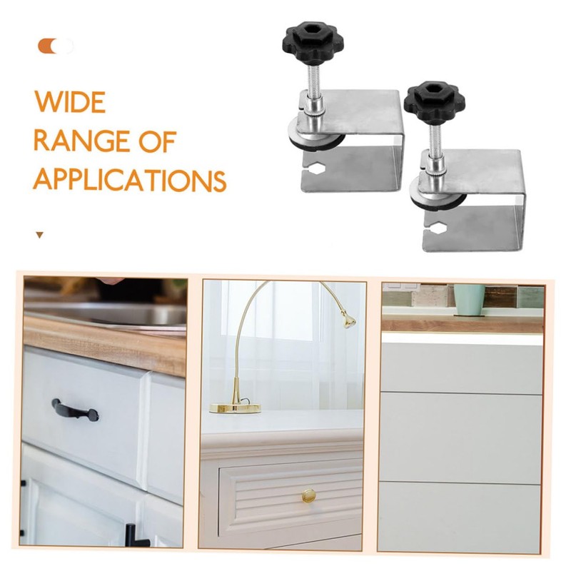 SHINEOFI 4pcs Stainless Steel Drawer Panel Clamps Adjustable Cabinet Installation