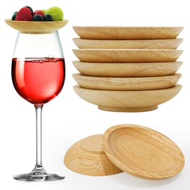 Wine Glass Charcuterie Topper 6 Pcs, Mini Charcuterie Boards for Wine Glass, Wine Glass Topper Charcuterie Plate, Wooden Lids for Wine Glasses (6 PCS)