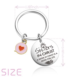 OWHOMS Sisters In Christ Keychain Cross Inspirational Gifts Christian Sister Jewelry Baptism Gift For Girl Women Sister Christmas Keychain Religious Gifts For Women Sisters Thank You Jewelry