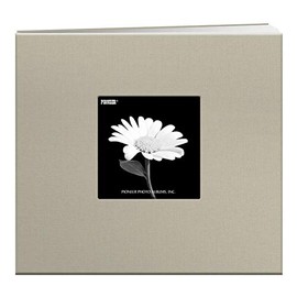 Pioneer 8-Inch by 8-Inch Postbound Fabric Frame Cover Memory Book, Biscotti Beige