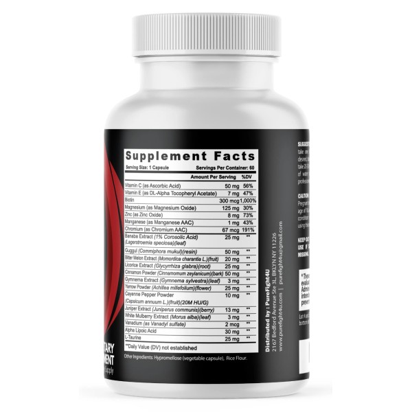 PUREFIGHT4U Gluco Proven Nutritional Support for Sugar & Energy Metabolism,