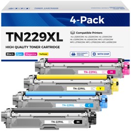 TN229XL Toner Cartridge Set 4-Pack Replacement for Brother TN-229XL TN229 XL MFC-L3720CDW MFC-L3780CDW HL-L3220CDW HL-L3280CDW HL-L3300CDW HL-L3295CDW L8245CDW MFC-L8395CDW L3765CDW Printer Ink Black
