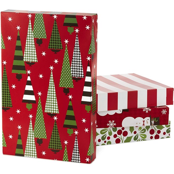 Hallmark Christmas Gift Box Assortment - Pack of 12 Patterned Shirt Boxes with Lids for Wrapping Gifts