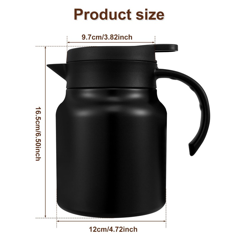 1L Thermal Coffee Carafe Jug,Stainless Steel Insulated Tea Pot with