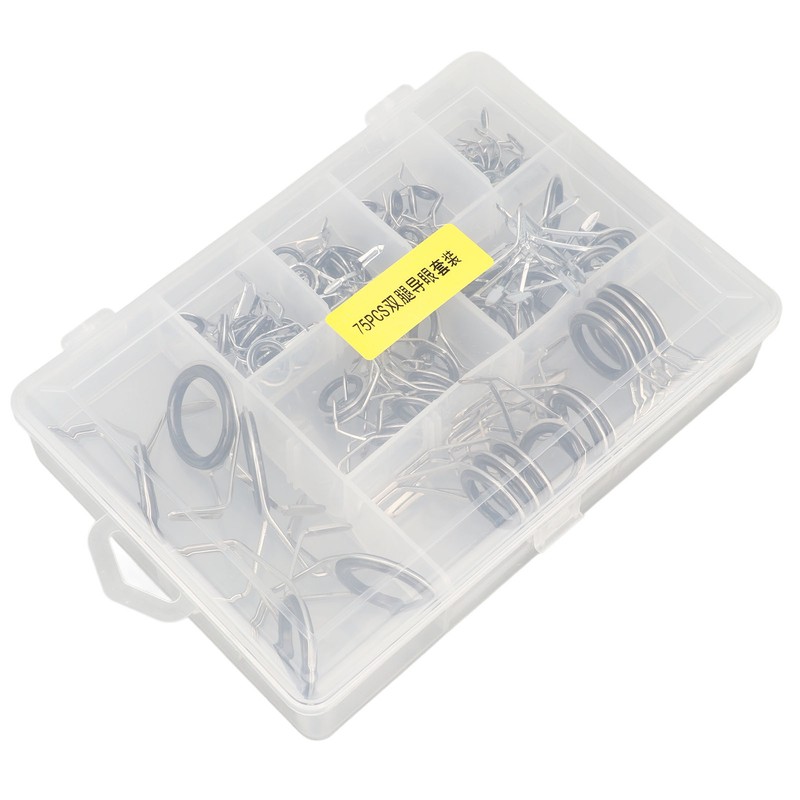 75Pcs Fishing Rod Tip Repair Kit Fishing Rod Guides Stainless
