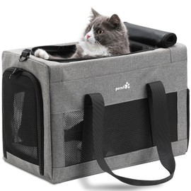 Airline Approved Cat Carrier, Pet Carrier Soft-Sided, Portable Dog Carrier with Stable Structure, TSA Approved Pet Carrier for Pets Less Than 12lbs, Cat Carrier Bag Suitable for Travel, Gray