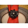 Vibhsa Handcrafted Flower Napkin Rings (Set of 4, Black)