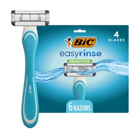 BIC EasyRinse Sensitive Anti-Clogging Mens Disposable Razors, 6 Count