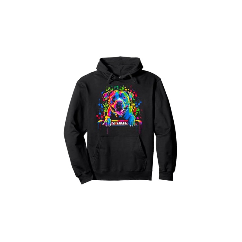 Pitbull Dog Piano Pullover Hoodie