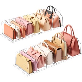 Lifewit 4 Pack Plastic Purse Organizer for Closet, Adjustable Shelf Dividers for Closet Organization, Clear Bag Storage Organizer, Separators for Handbag, Clutch Bag, Book in Bedroom, Office