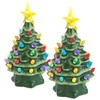 infactory Christmas Decorations: 2 Decorative Ceramic Christmas Trees with LED