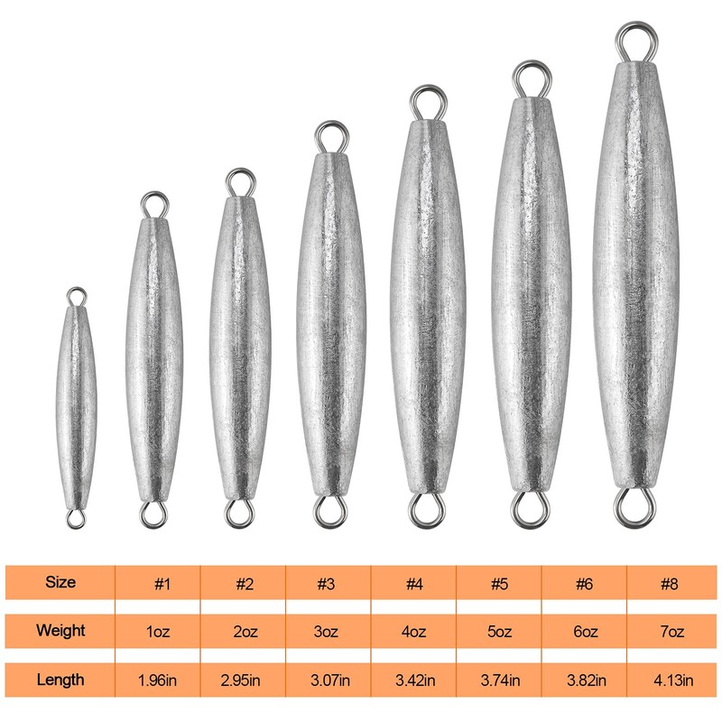 Dr.Fish 5 Pack Trolling Sinker Fishing Sinker Torpedo Lead Double