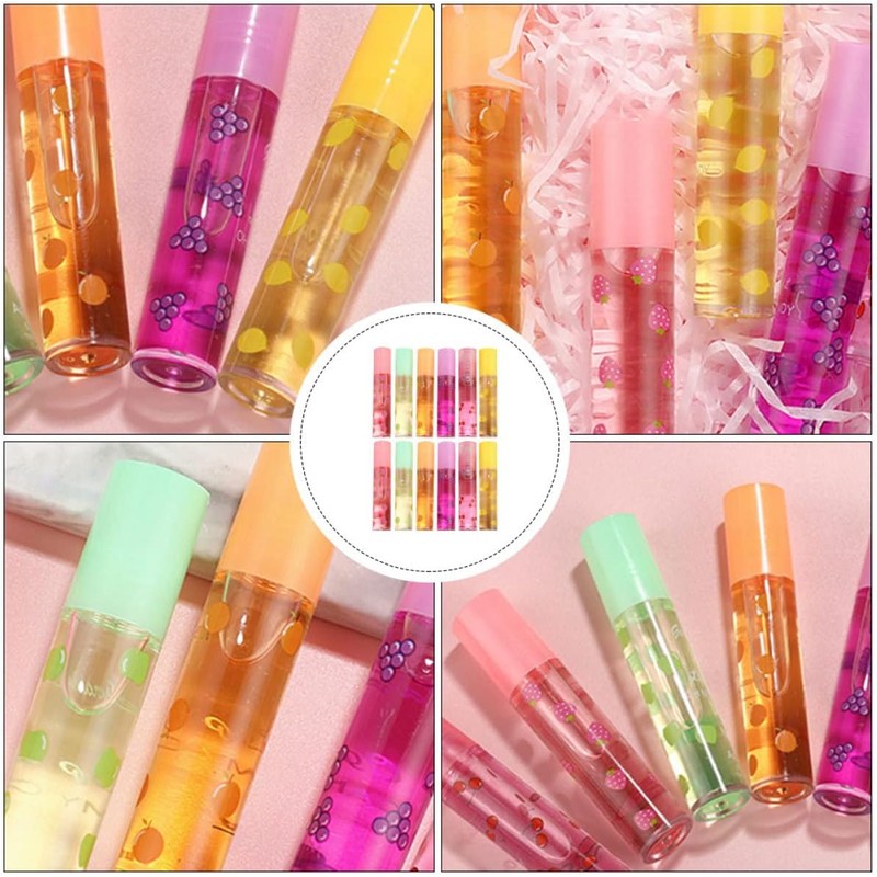 Brillo Labial Transparente Incoloro 12 Piezas Sabor Fruta – Wakauto