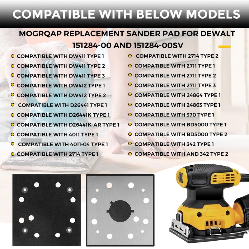 MOGRQAP Replacement Sander Pad for Dewalt 151284-00 151284-00SV DW411 D26441