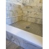 Tenedos Custom Solid White Threshold Shower Curb Engineered Marble Tile