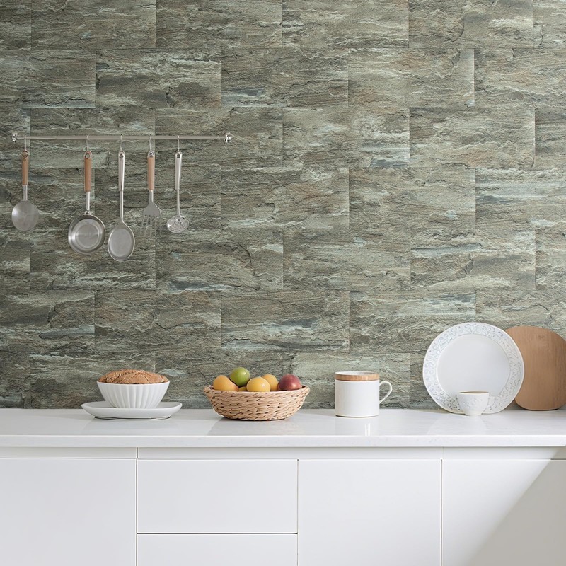 AULIGET 2-Piece Apache Brown Rock Peel and Stick Backsplash Wall
