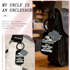 AOBIURV Uncles Fathers Day Gift From Niece Nephew Best Uncle Gift Funny Keychain Gifts Christmas Birthday Gift Uncles Announcement New Uncle Unclesaurus Keyring Necklace