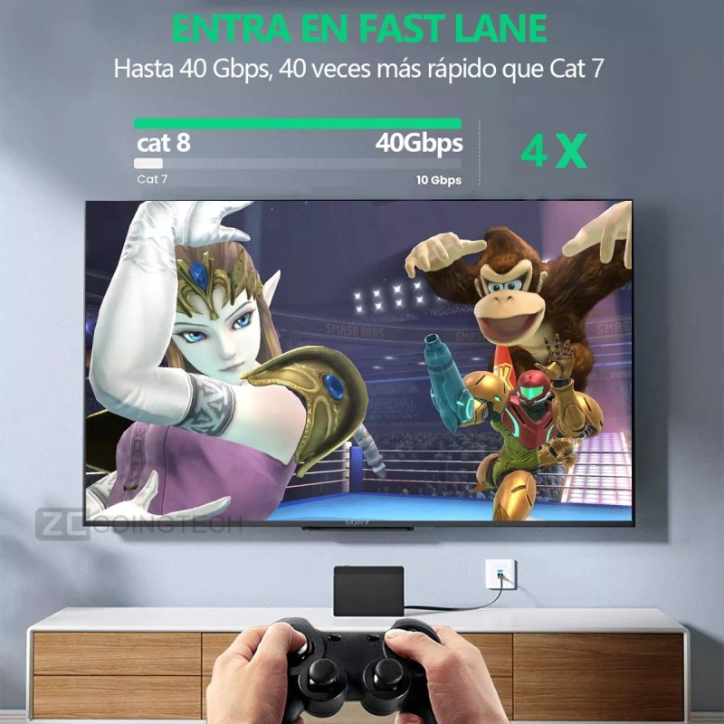 Zcgoingtech Cable Red Plano Categoria 8 Cat8 Rj45 Utp Ethernet