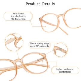 LifeArt Blue Light Blocking Glasses, Anti Eyestrain, Computer Reading Glasses with Spring Hinge, Gaming Glasses, TV Glasses for Women Men, Anti Glare (Champagne, 4.50 Magnification)