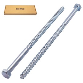 SKIR'CO (6 pcs) DIN 571 Zinc Plated Steel Hexagon Head Wood Screws M8 x 180 mm, Coach Screws, Hex Screw, Lag Bolts