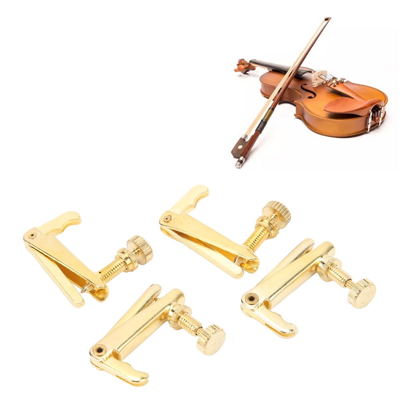 4PCS Violin Fine Tuner Golden Metal Wear Resistant String Fine