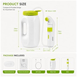 Portable Bidet for Travel – Electric High Pressure Rechargeable Bidet for Women & Men, 2.5L Bottle, 1600mAh Battery, 1300ML/min Strong Flow, Waterproof Personal Hygiene Sprayer for Travel & Home
