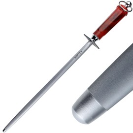Sharpening Steel Knife Sharpener Rod Round 12 Inches Honing Steel for Knives Red