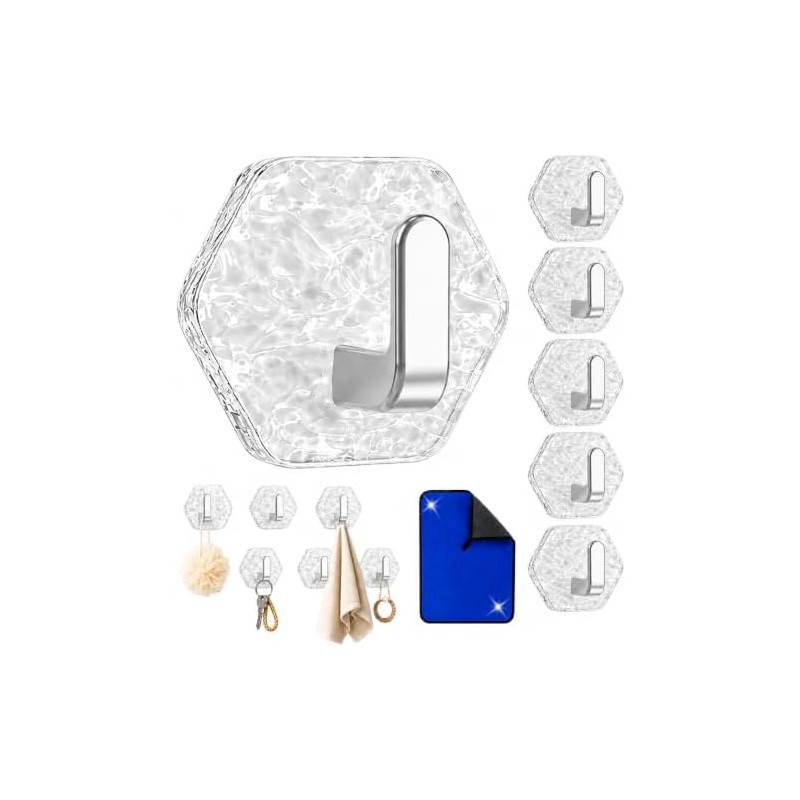 Ganchos Adhesivos Hexagonales Ripple Plateados Pack 5 - Organización Sin