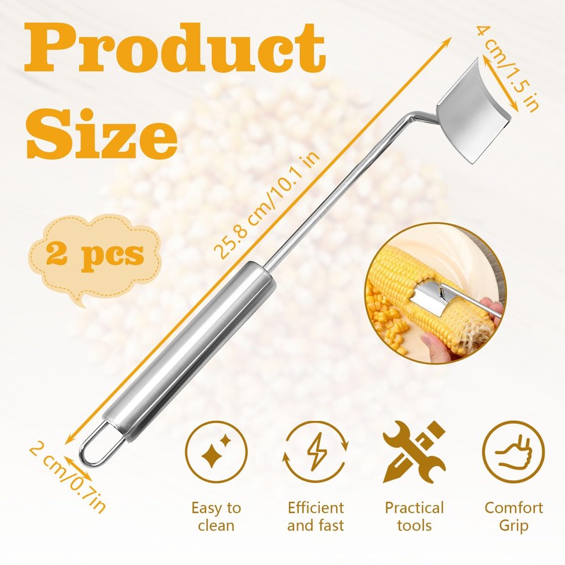 2 Pieces Corn Peeler Corn Cutter, Stainless Steel Corn Cob