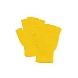 DOOVID Fingerless Gloves Winter Knit Warm Gloves for Women Men Stretch Mittens Half Finger Gloves, Yellow, One Size