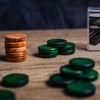 Luxury Manopoulos Olive Wood 36mm Backgammon Checkers - Green and