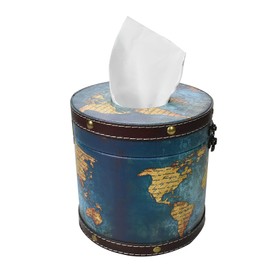 Decorative Toilet Paper Roll Cover with Lid - 5.5cm Diameter, PU Leather & Wood, Space-Saving, Multi-Color, Waterproof Bathroom Storage for Tissues, Cosmetics, Remotes (Earth Green)