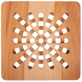 Creative Home Square Hot Trivet Wood | 19.5 x 19.5 x 1.5 cm | Reversible Coaster Pot | Table & Counter Protection Mat | Pot Coaster Heat Resistant & Environmentally Friendly