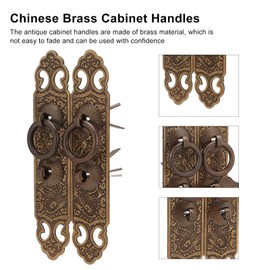 Changor Door Handle Plate Chinese Oriental Cabinet Handles Vertical Type Vintage Antique Bronze Texture for Kitchen Bedroom Wardrobes