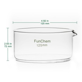 FunChem Crystallizing Dish with Spout, Borosilicate Glass Reusable Crystallizing Dishes for Crystallization and Evaporation, O.D. 125 mm, 500 ml, Laboratory and Kitchen Use