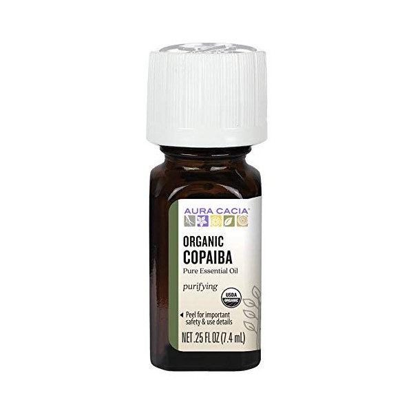 Aura Cacia Certified Organic Pure Copaiba Essential Oil | 0.25 fl. oz. | Copaifera officinalis