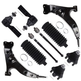 SCITOO 10pcs Front Suspension Kit Lower Control Arm Ball Joint fit 1993-1995 for Toyota Corolla Outer Inner Tie Rod End w/Steering Boot