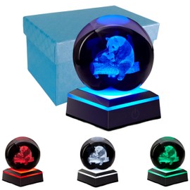 DIGFPWT Panda Crystal Ball Lamp,3.15 inch 3D Panda Crystal Ball Night Light with LED Colorful Lighting Touch Base, Panda Lamp Gift for Friends (Panda)