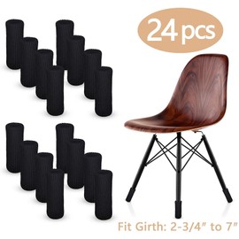 24 PCS Furniture Leg Socks Black Knitted Furniture Socks - Chair Leg Floor Protectors for Avoid Scratches, Furniture Pads Set for Moving Easily and Reduce Noise, Black