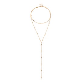 Stocking Stuffers Gifts for Women Lariat Necklace for Women Long Necklace Dainty Gold Necklace Y Necklace Layered Beaded Necklace Snake Bar Y-Shaped Slip Chain Necklace Simple Gold Jewelry Gifts